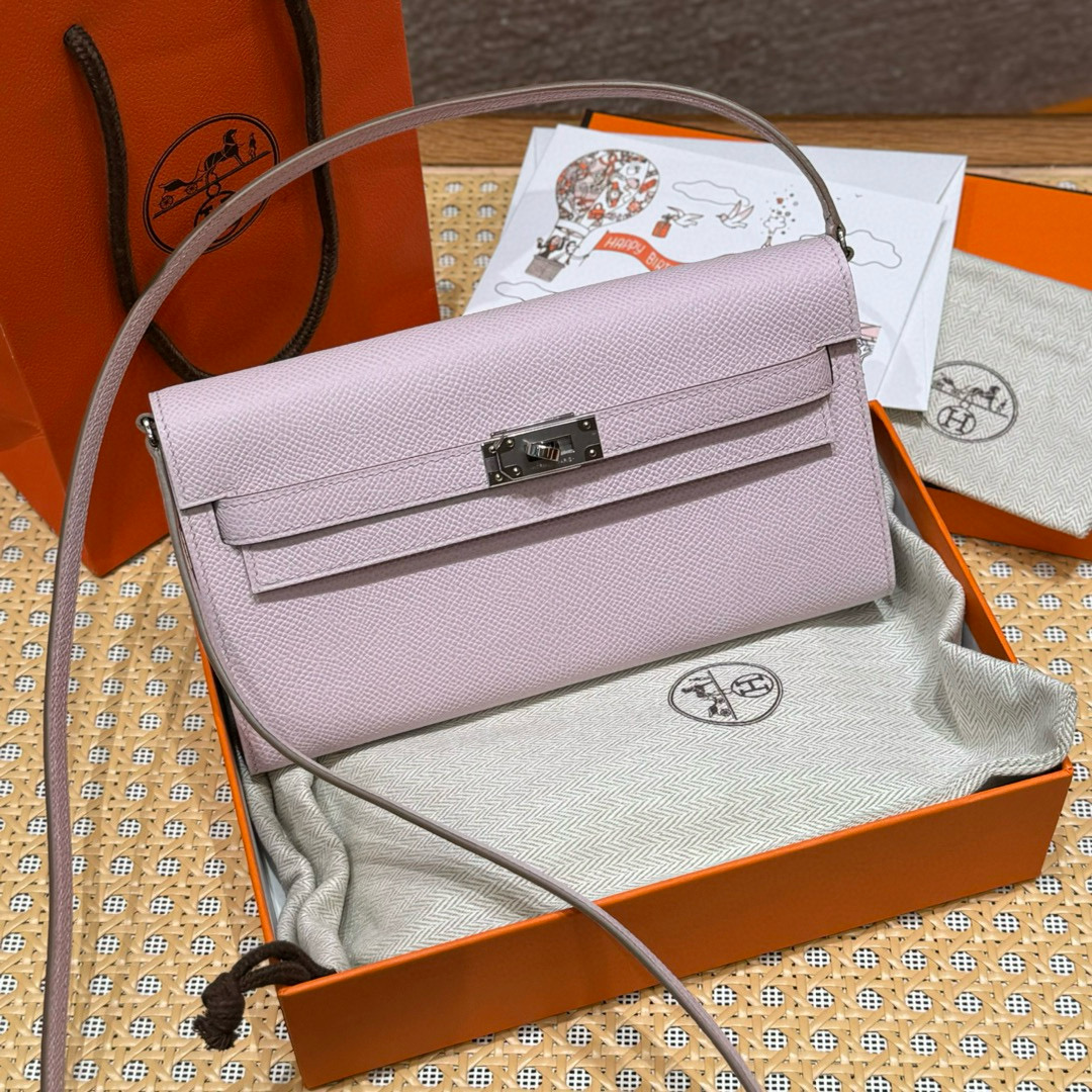 에르메스 Hermes  Kelly to go 19cm Epsom 09 Mauve pale/silver