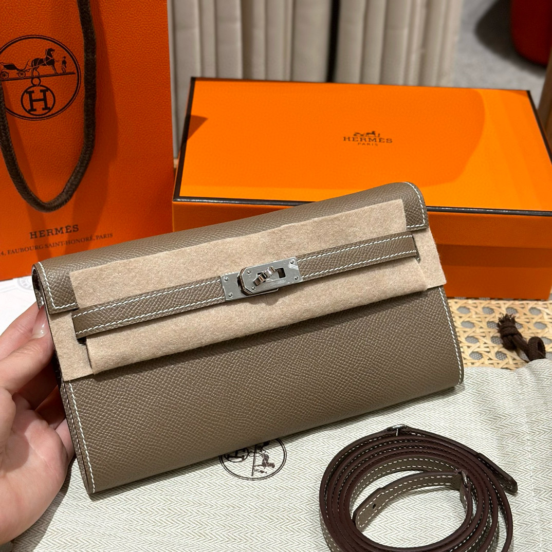 에르메스 Hermes  Kelly to go 19cm Epsom 18 Etoupe/silver
