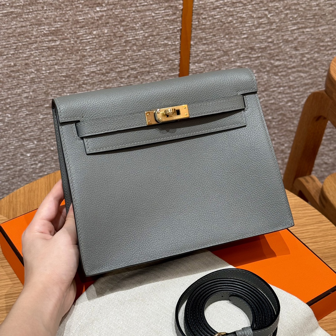에르메스 Hermes Kelly danse 22cm evercolor 0L Girs Meyer/gold