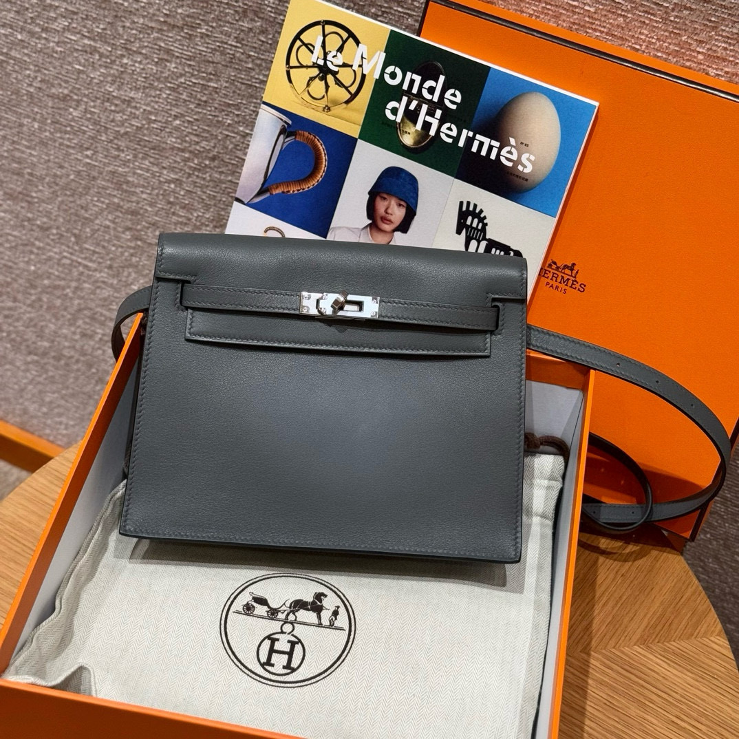 에르메스 Hermes Kelly danse 22cm swift 88 Graphite/silver