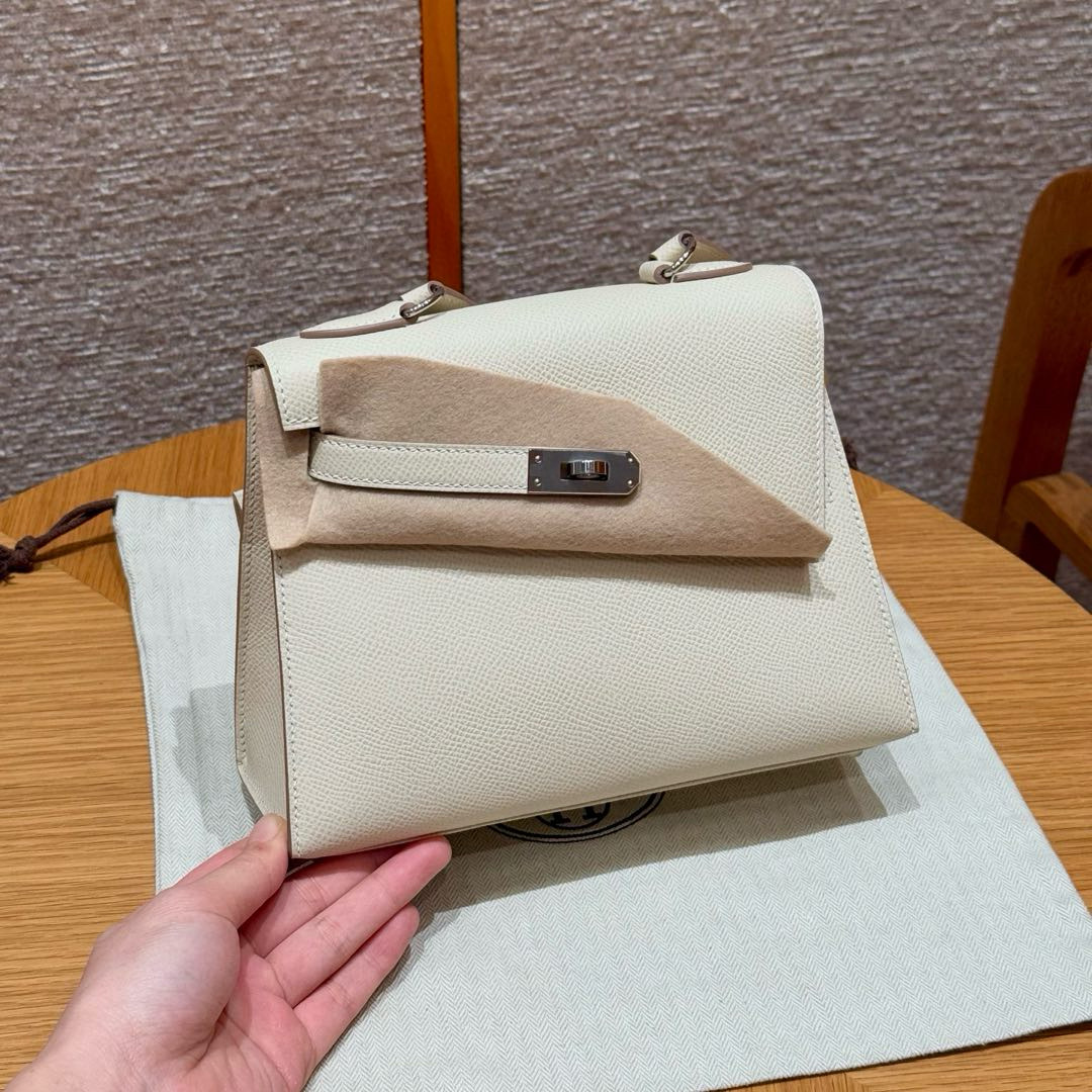 에르메스 Hermes Kelly II Sellier 20cm Epsom 10 Craie/silver