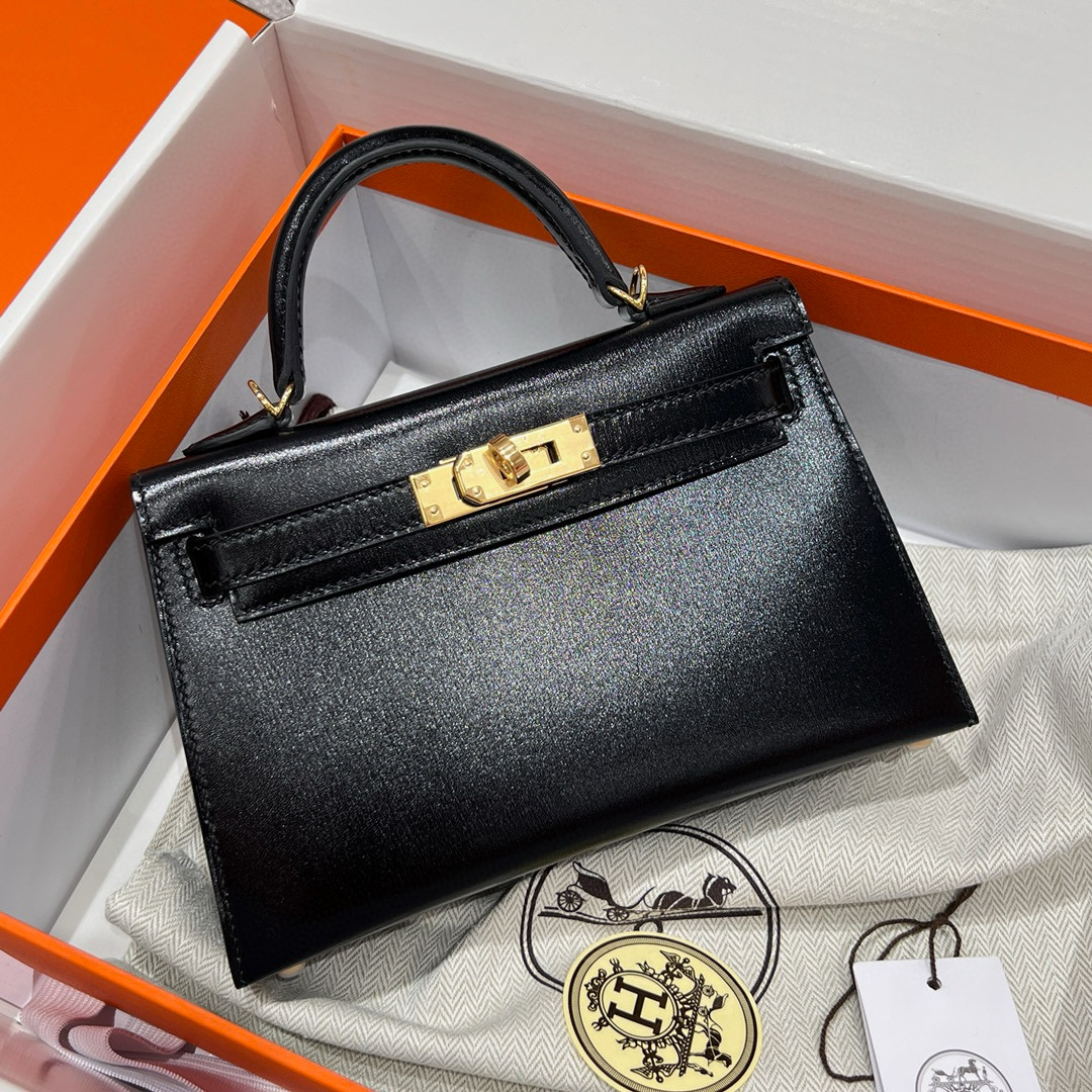 에르메스 Hermes Mini Kelly Box 89 Noir/gold