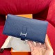 에르메스 Hermes Bearn wallet Soufflet 17.5cm Epsom S4 Deep blue/silver