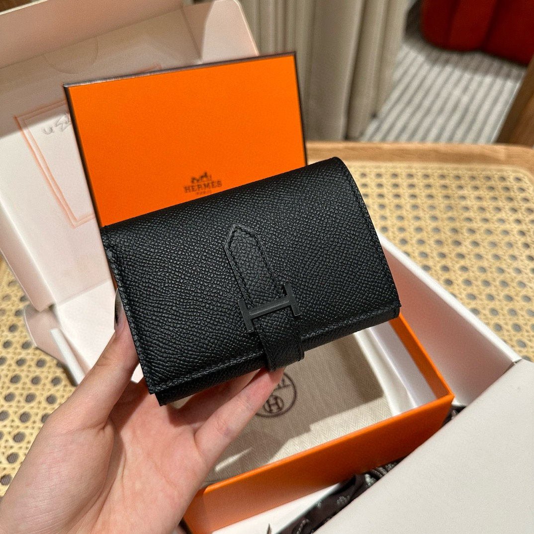 에르메스 Hermes Bearn combine wallet 11cm Epsom 89 Noir/noir