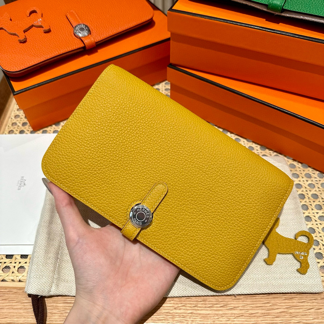 에르메스 Hermes Dogon 20cm Togo 9D Jaune/silver