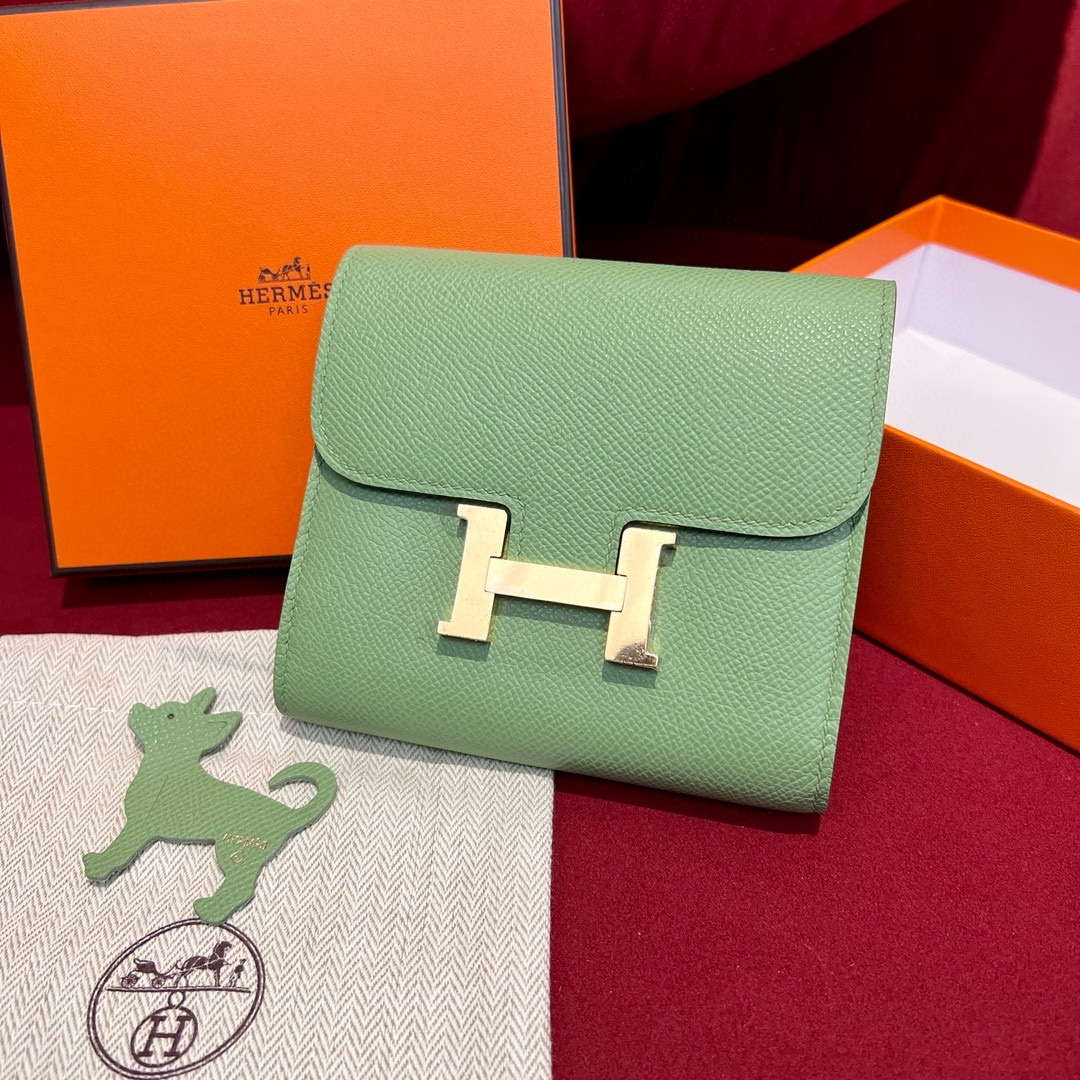 에르메스 Hermes Constance Wallet 13cm Epsom 3i Vert Criquent/gold