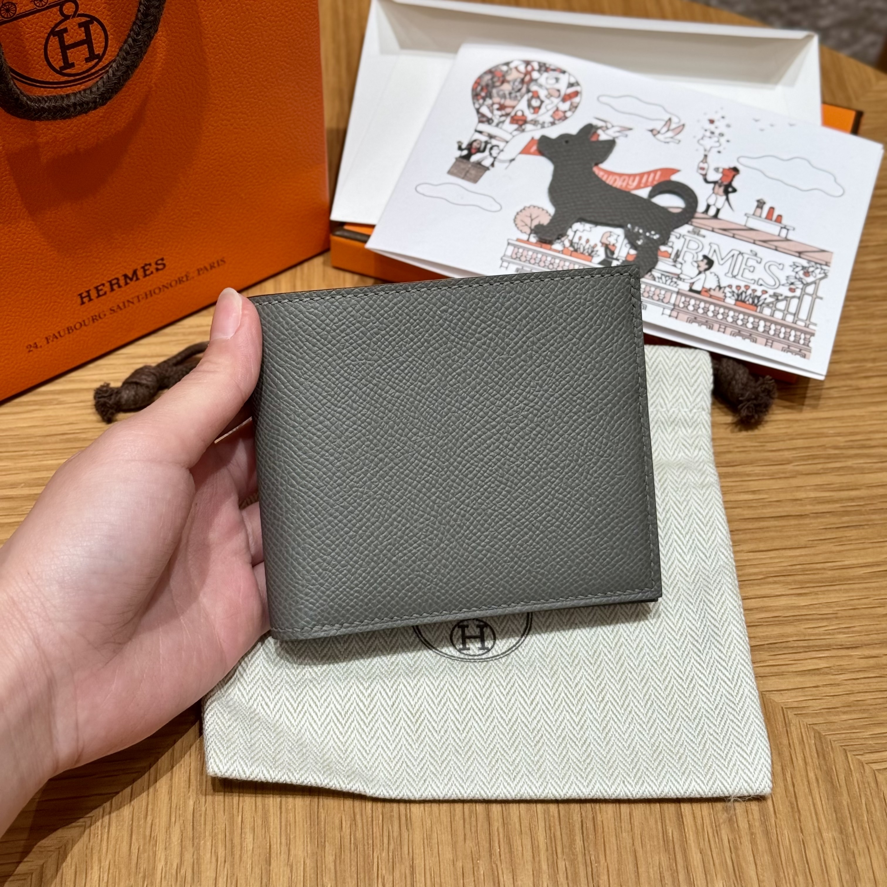 에르메스 Hermes MC² Copernic Short wallet 9cm epsom 0L Gris Meyer