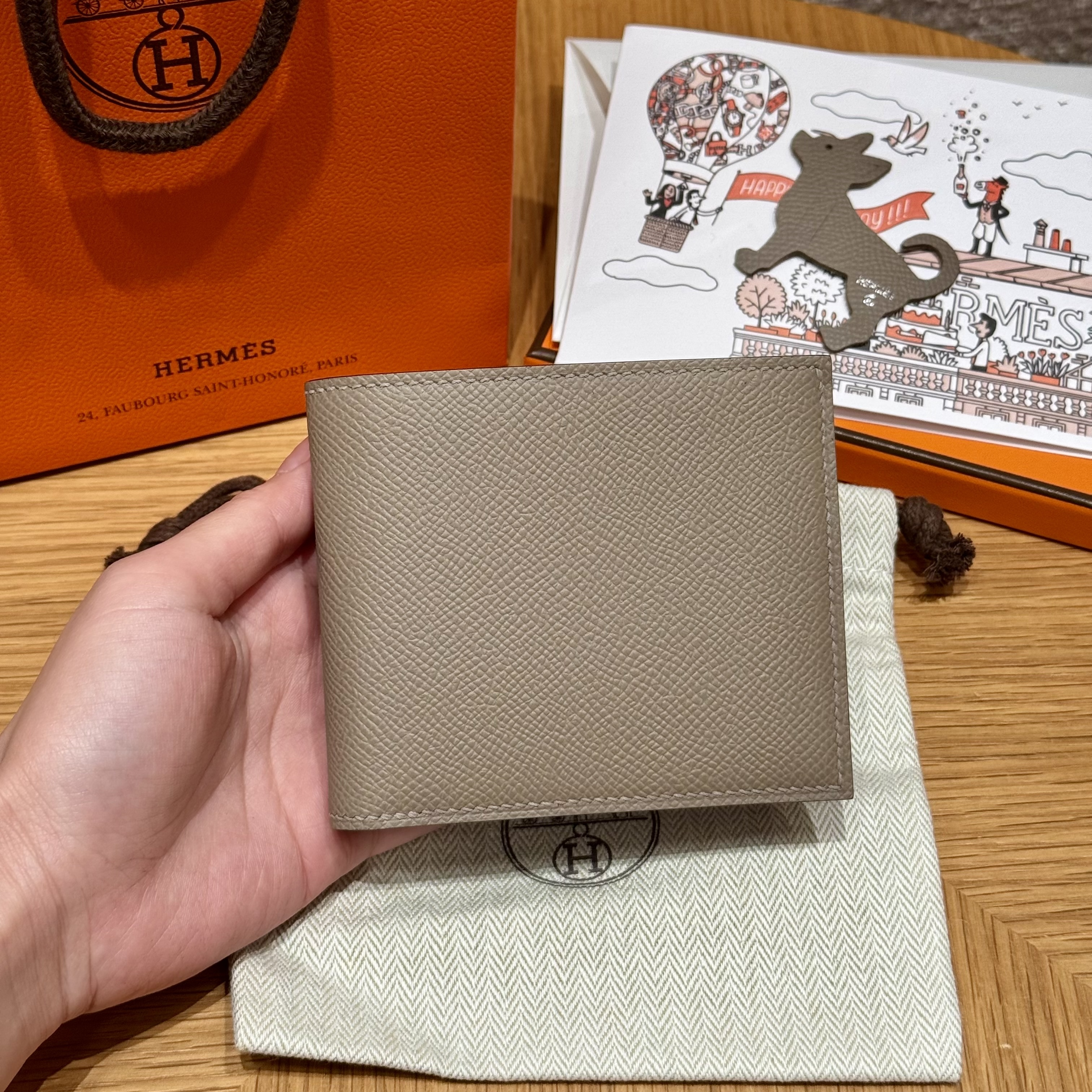 에르메스 Hermes MC² Copernic Short wallet 9cm epsom M8 Asphalte