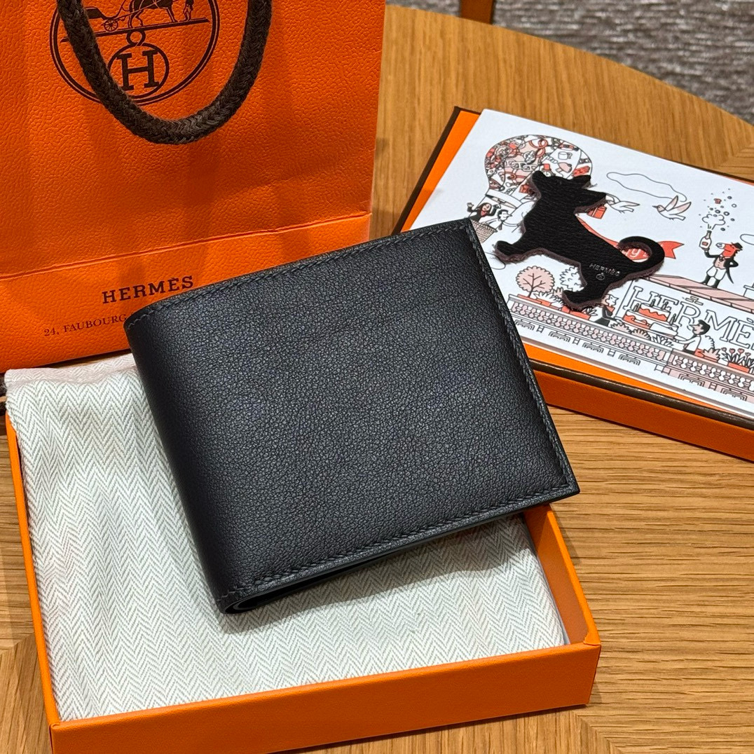 에르메스 Hermes MC² Copernic Short wallet 9cm Swift 89 noir