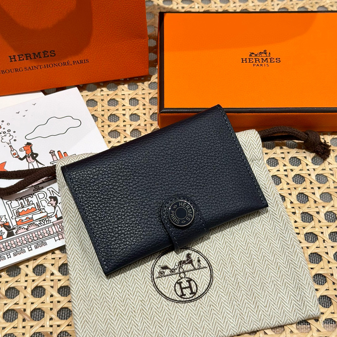 에르메스 Hermes R.M.S Card Holder 10.5cm Evercolor 2Z Blue Nuit/silver