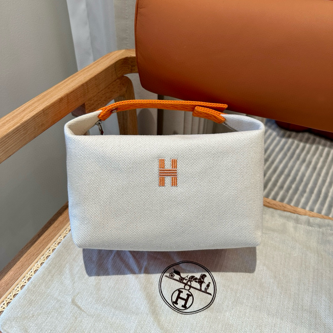에르메스 Hermes Bride-a-Brac 25cm all- cotton Orange/silver
