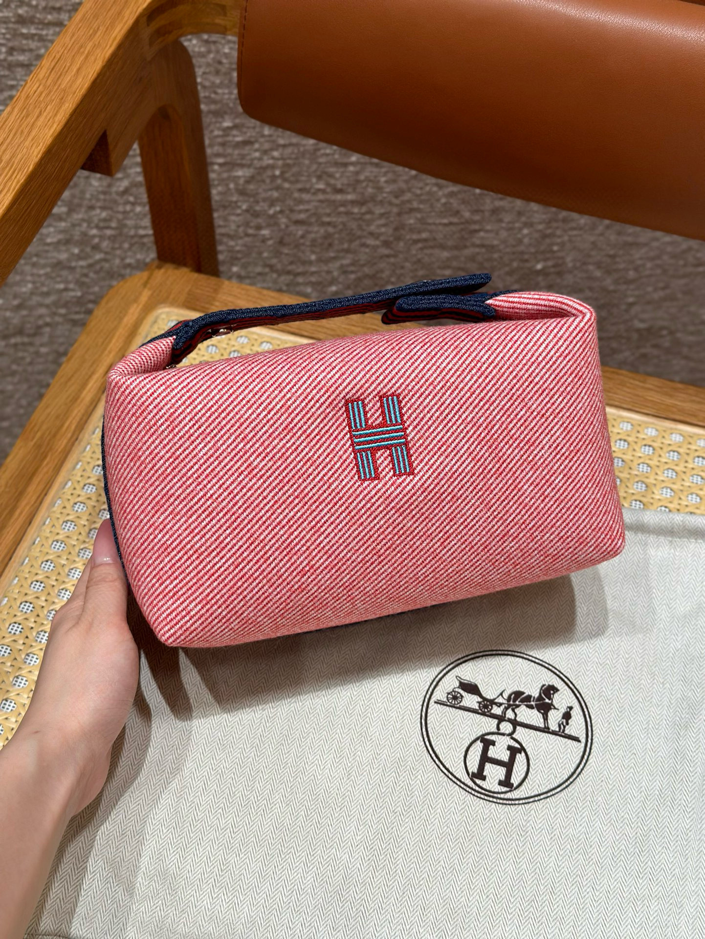에르메스 Hermes Bride-a-Brac 21cm all- cotton Pink/silver