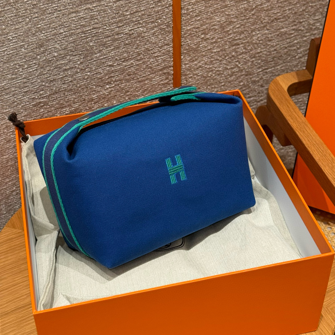 에르메스 Hermes Bride-a-Brac 25cm all- cotton Dark Blue/silver