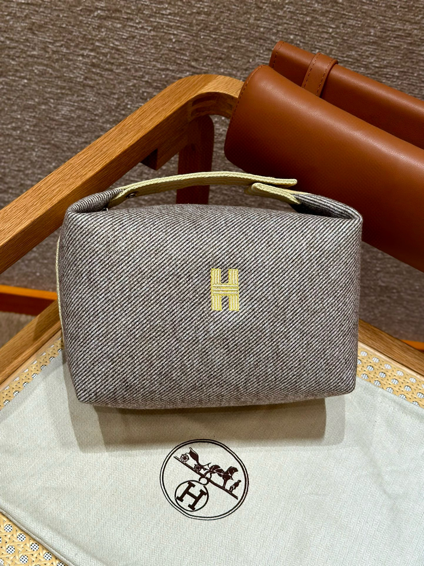 에르메스 Hermes Bride-a-Brac 25cm all- cotton Grey/silver