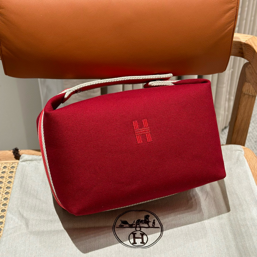 에르메스 Hermes Bride-a-Brac 25cm all- cotton Red/silver