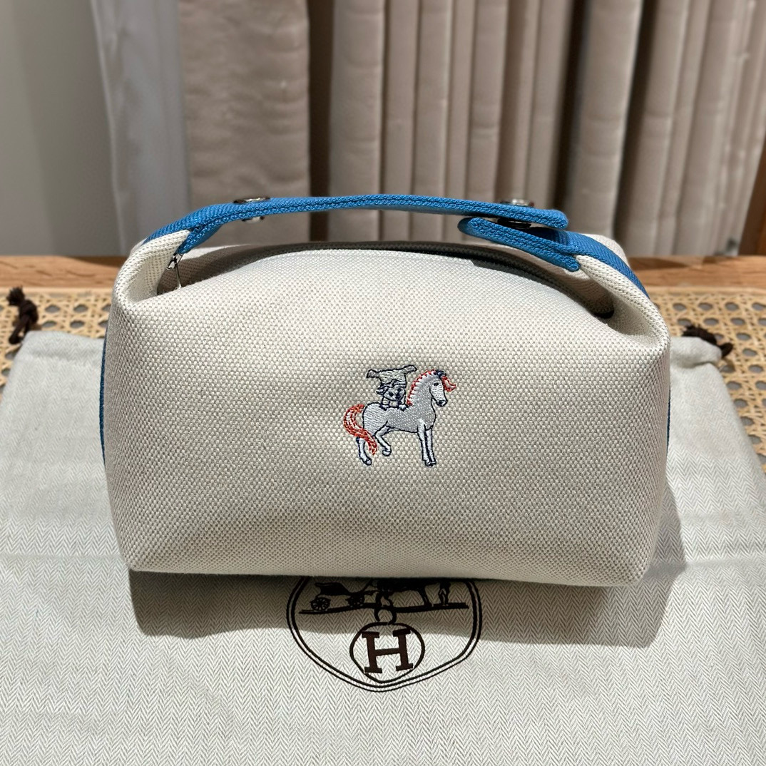 에르메스 Hermes Bride-a-Brac 21cm all- cotton Blue/silver