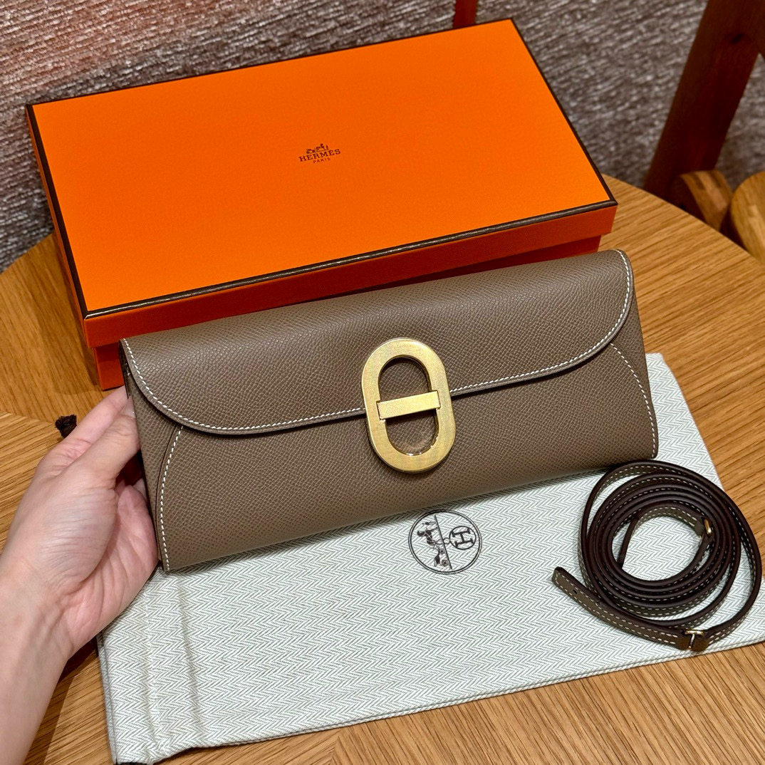 에르메스 Hermes Chaine d'Ancre To Go Epsom 18 Etoupe/gold