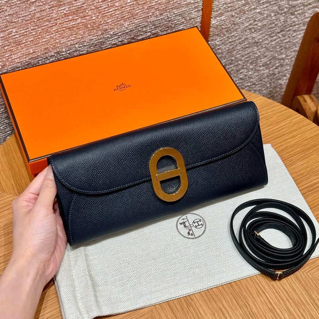 에르메스 Hermes Chaine d'Ancre To Go Epsom 76 Blue indigo/gold