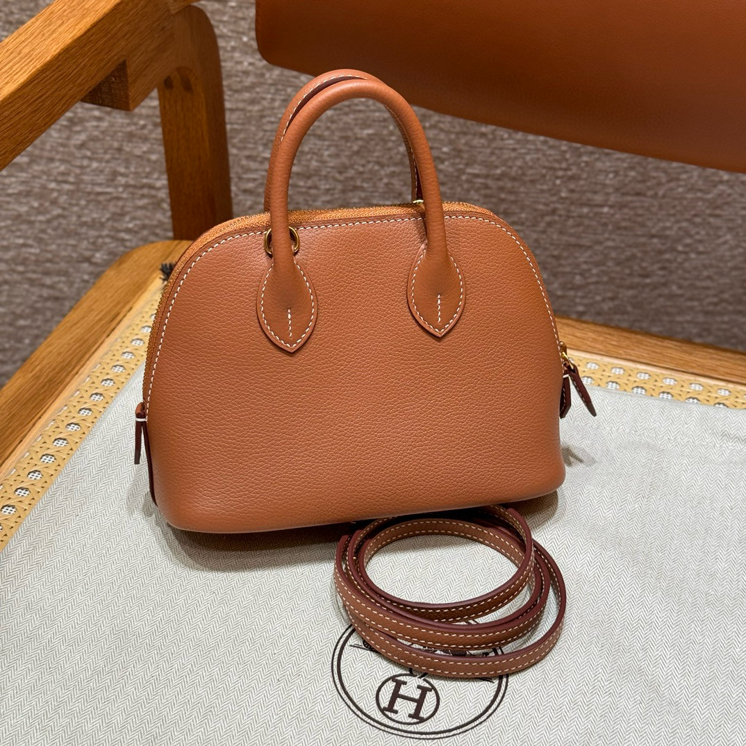 에르메스 Hermes Mini Bolide 18cm Evercolor 37 Gold/gold