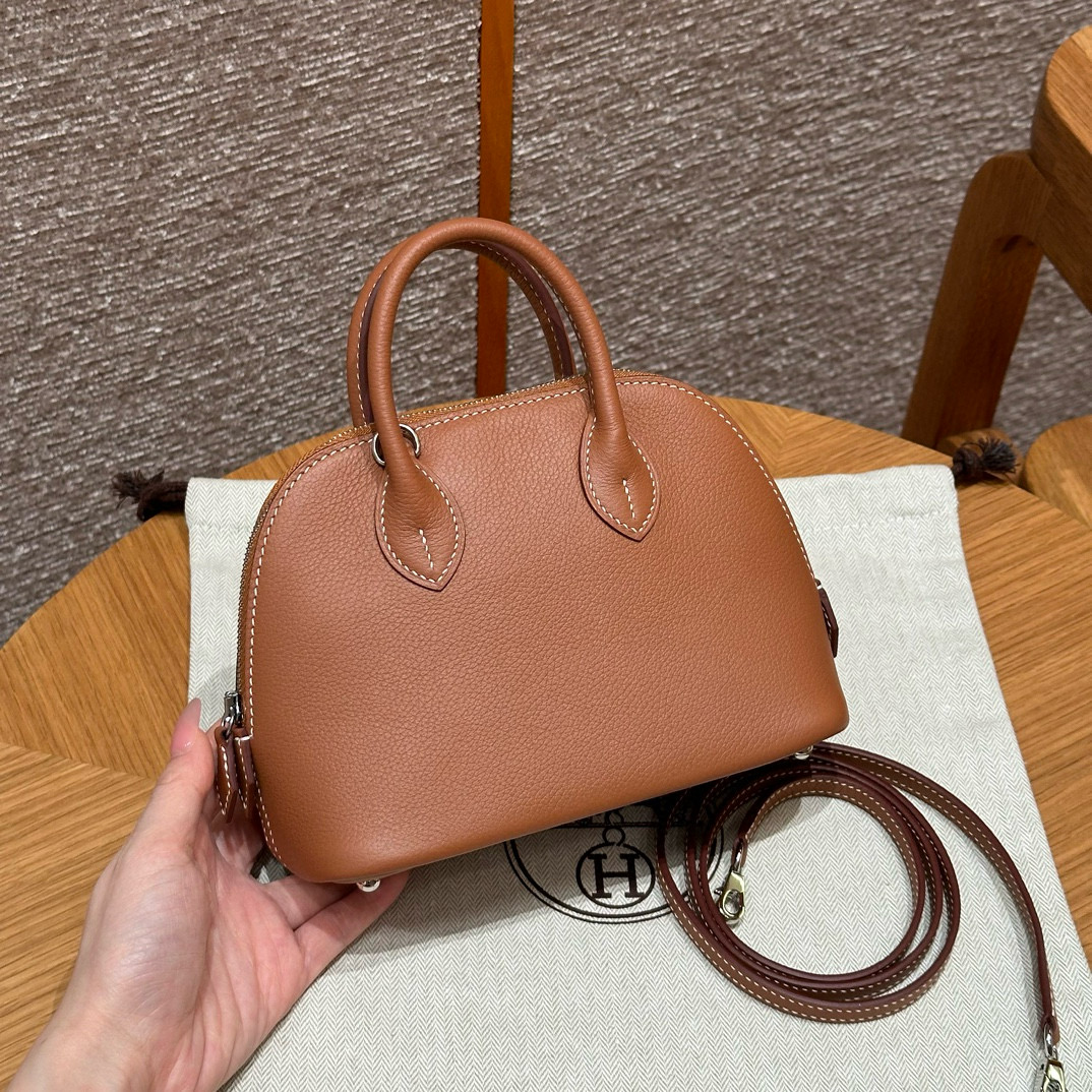 에르메스 Hermes Mini Bolide 18cm Evercolor 37 Gold/silver