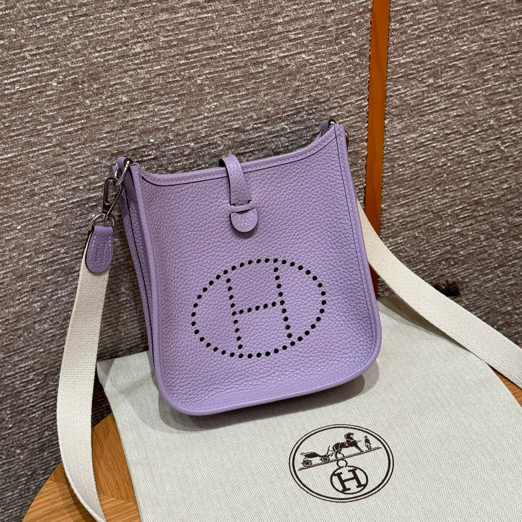에르메스 Hermes Mini Evelyne 16cm clemence 5H GIycinc/silver