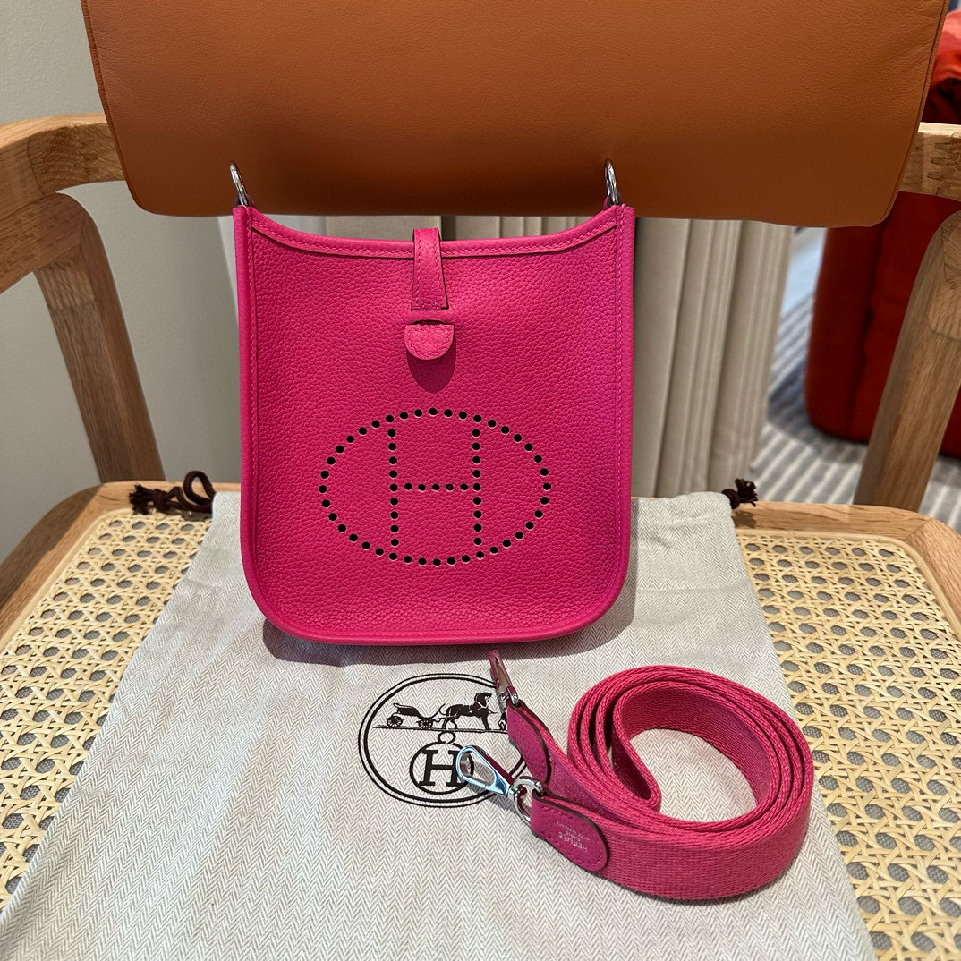 에르메스 Hermes Mini Evelyne 16cm clemence 9i Magnolia/silver