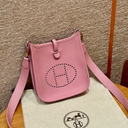 에르메스 Hermes Mini Evelyne 16cm clemence X9 Mauve sylvestre/silver