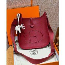 에르메스 Hermes Evelyne 29cm clemence K1 Rouge grenat/silver