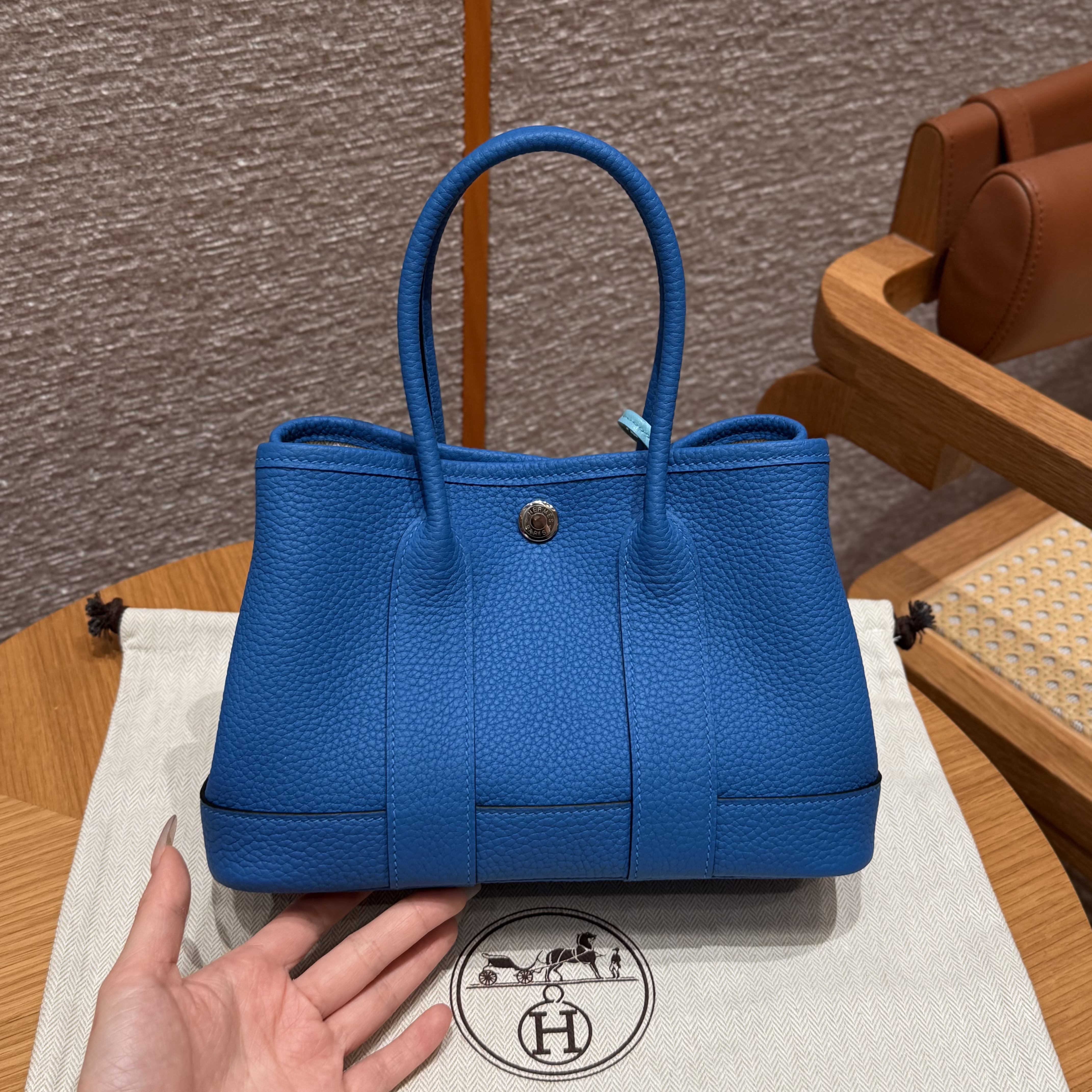 에르메스 Hermes Garden party mini 23cm Negonda T7 Blue Hydra