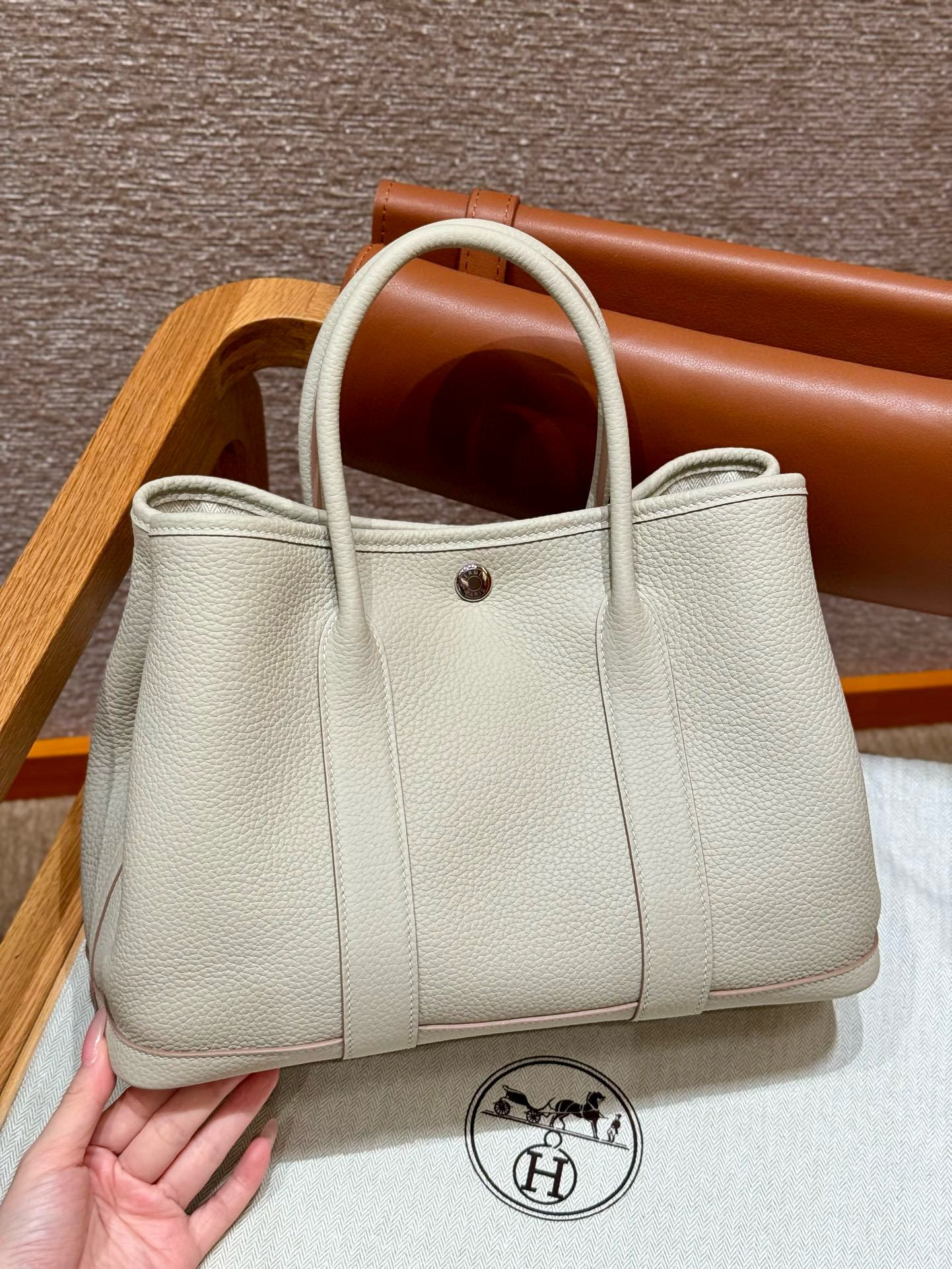 에르메스 Hermes Garden party 30cm vache country 8L Beton