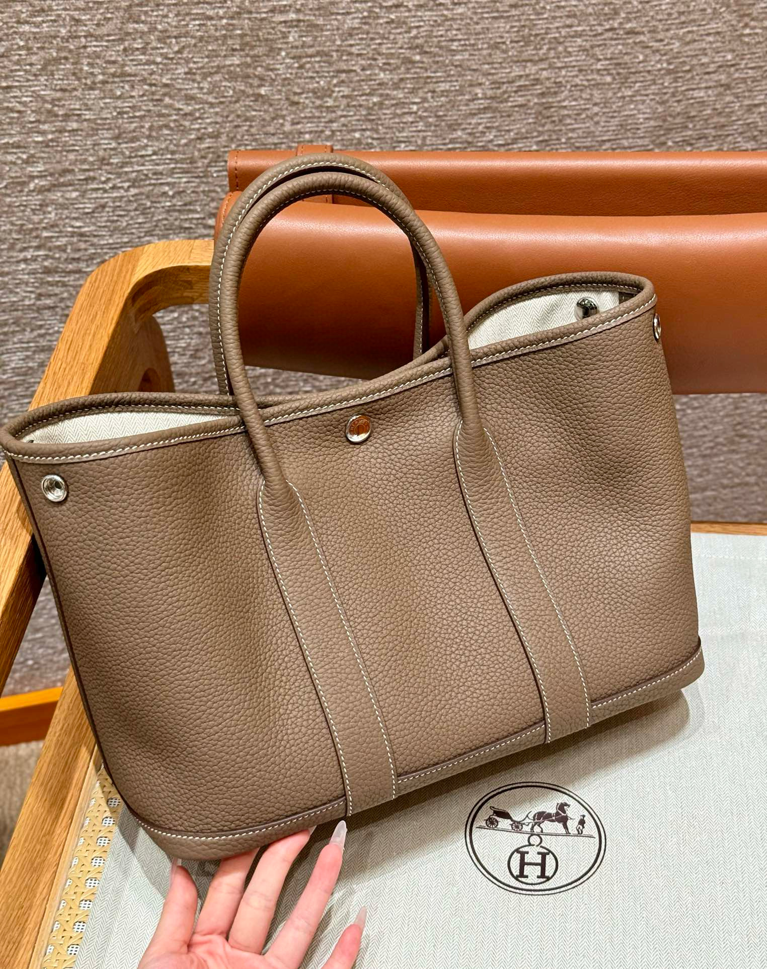 에르메스 Hermes Garden party 30cm vache country 18 Etoupe