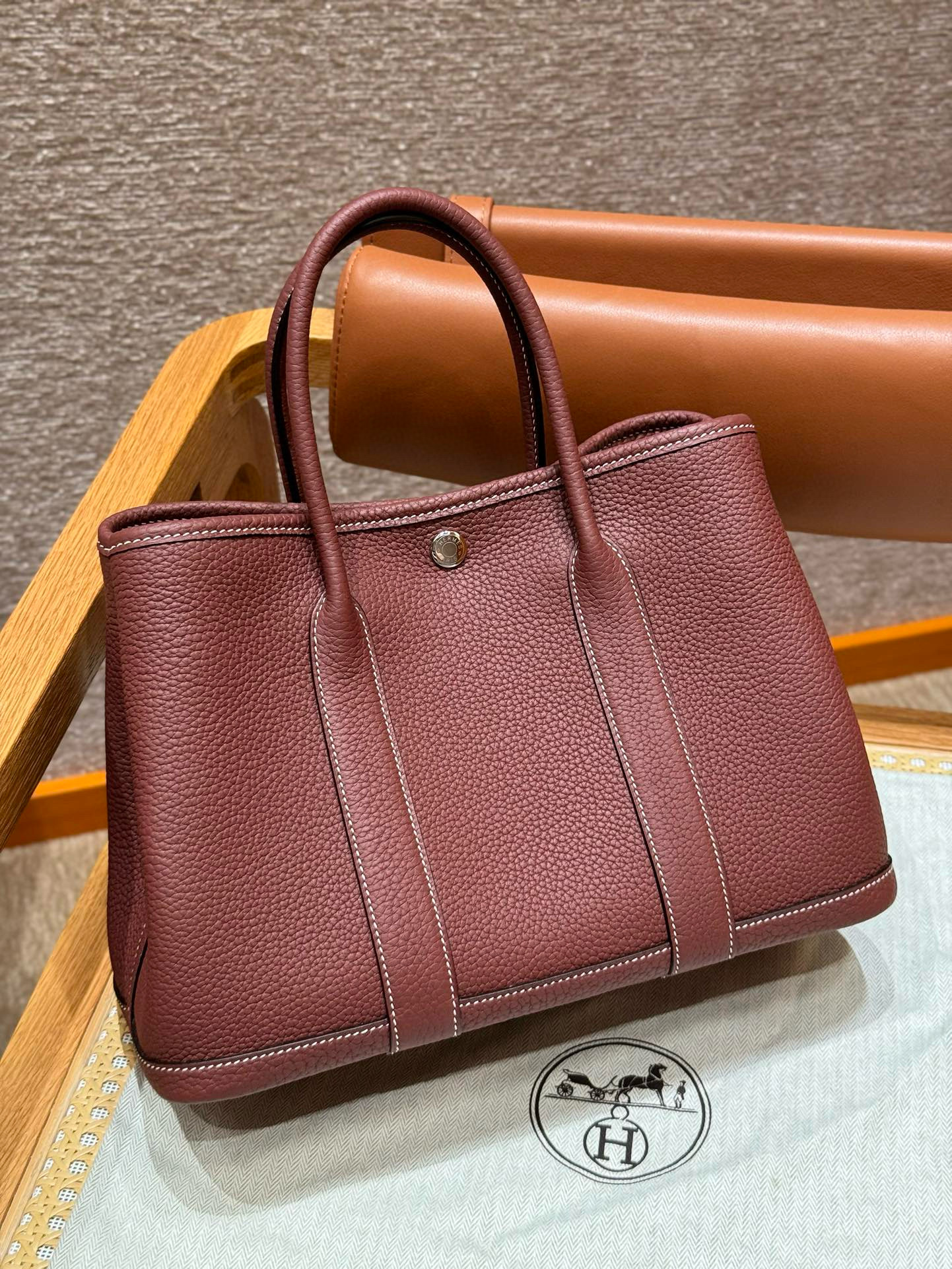 에르메스 Hermes Garden party 30cm vache country 55 Rouge H