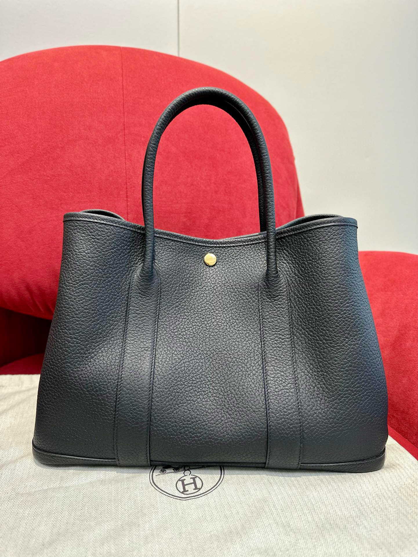 에르메스 Hermes Garden party 36cm Clemence 89 Noir/gold