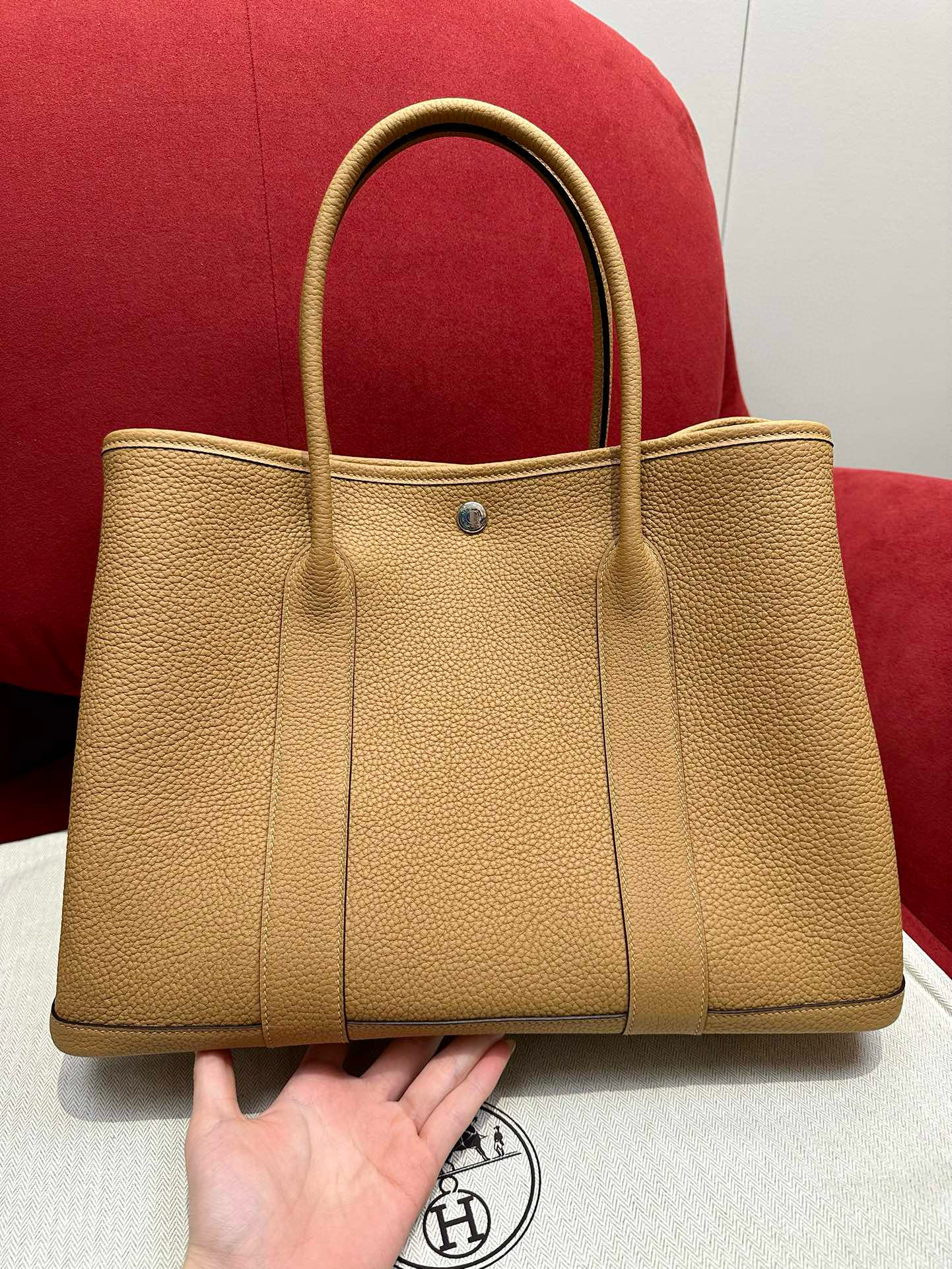 에르메스 Hermes Garden party 36cm Clemence OM Chai