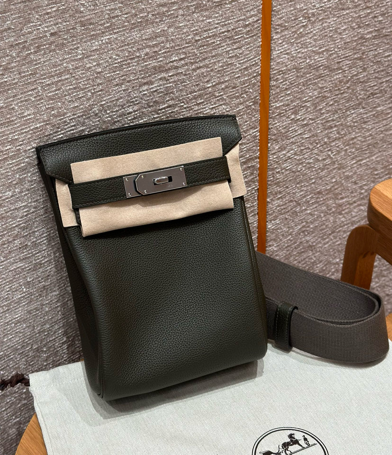 에르메스 Hermes Hac a dos 28cm Togo C6 Vert girs/silver