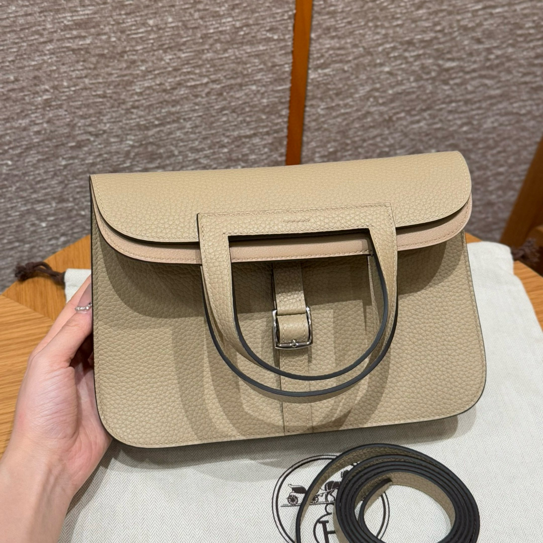 에르메스 Hermes Halzan 25cm clemence S2 Trench/silver