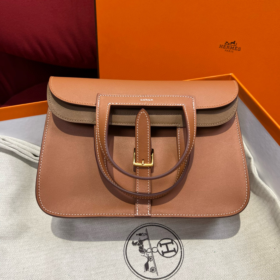 에르메스 Hermes Halzan 25cm swift 37 gold/gold