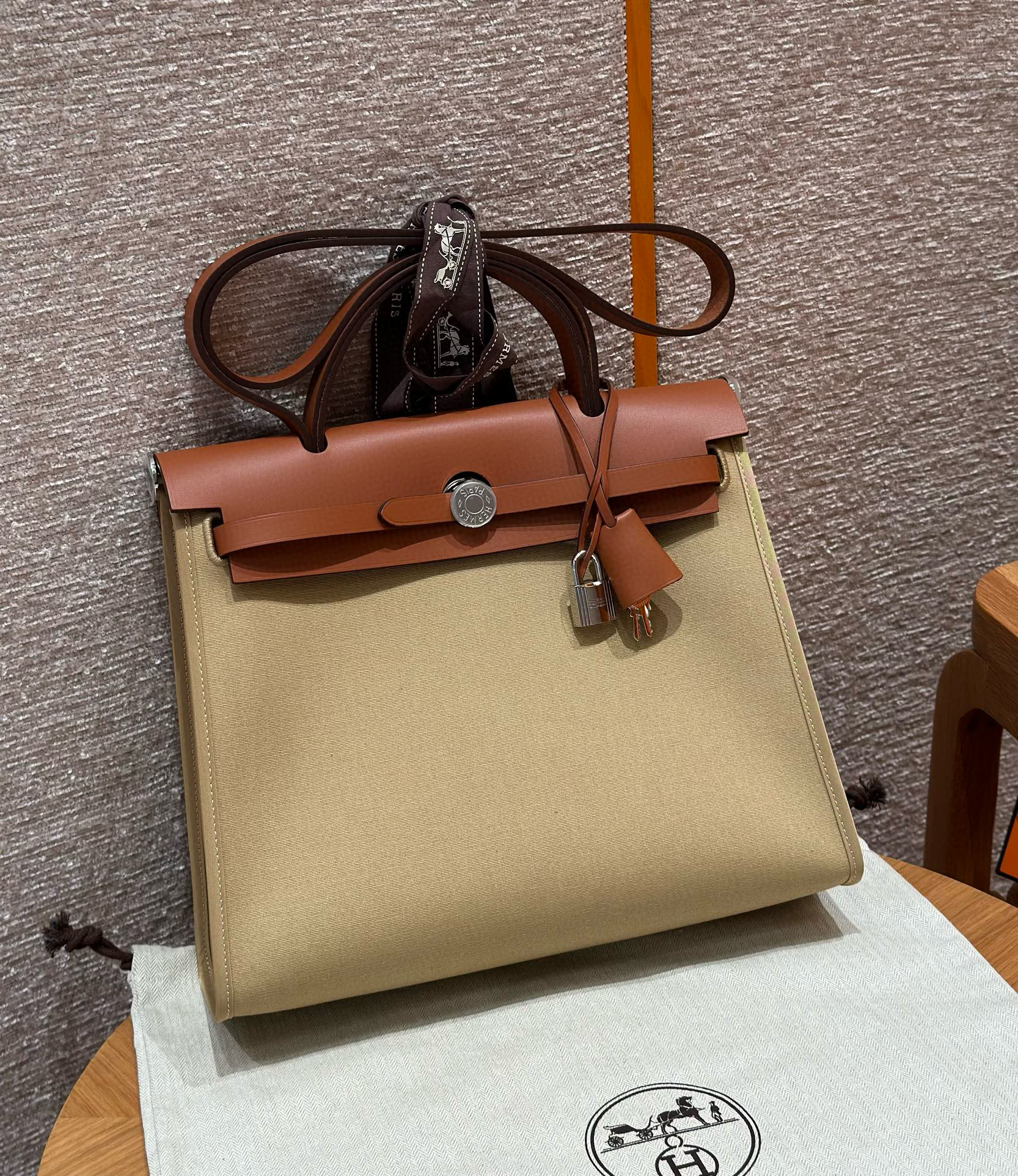 에르메스 Hermes Herbag 31cm canvas and cowhide