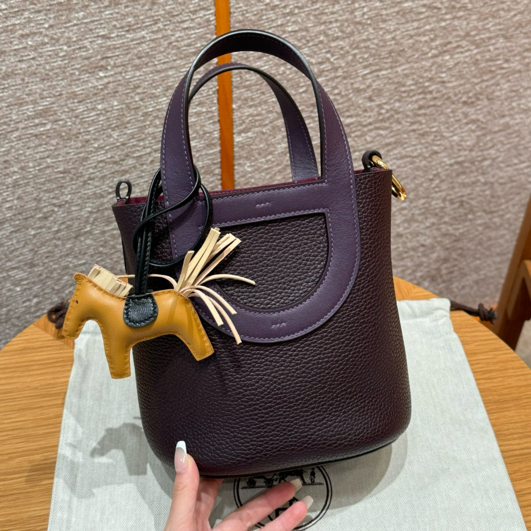 에르메스 Hermes in the loop 18cm Clemence 59 Raisin/gold
