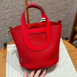 에르메스 Hermes in the loop 18cm Clemence Q5 Rouge casque/gold