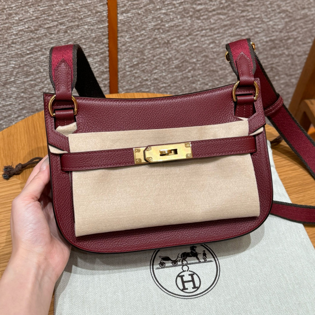 에르메스 Hermes Jypsiere mini 23cm evercolor 55 Rouge H/gold