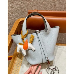 에르메스 Hermes Picotin lock 18cm clemence 08 Blue pale/silver