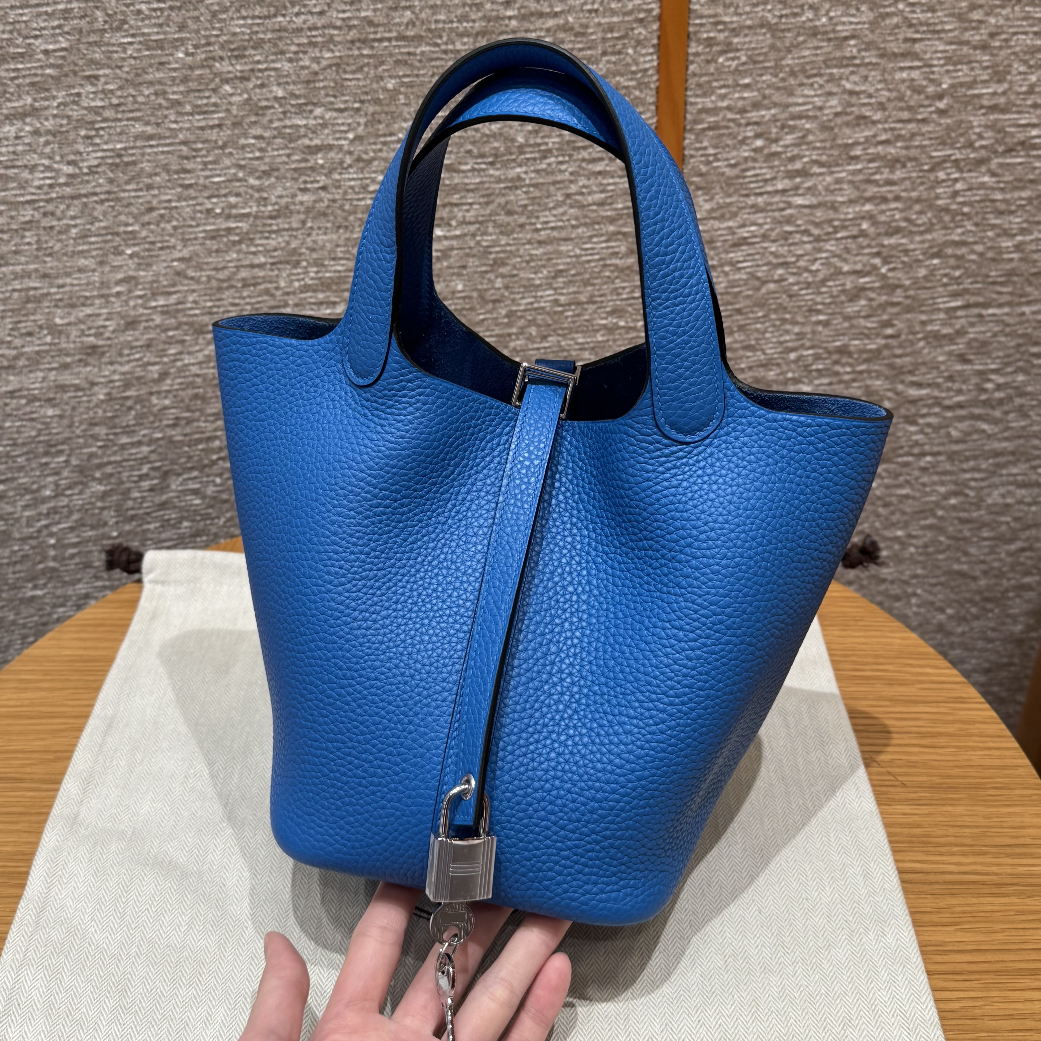 에르메스 Hermes Picotin lock 18cm clemence T7 Blue Hydra/silver