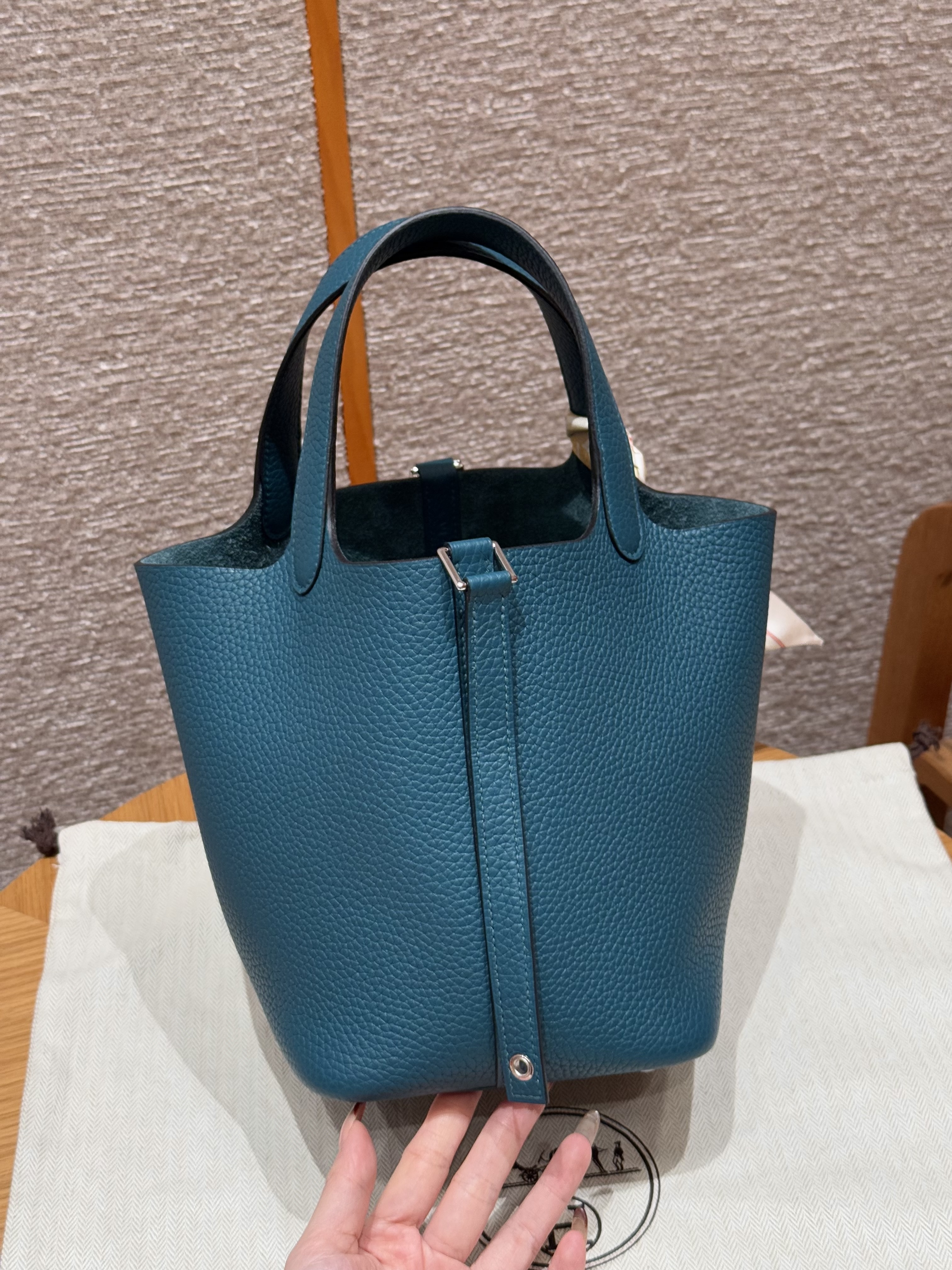 에르메스 Hermes Picotin lock 18cm clemence W0 Vert Bosphore/sliver