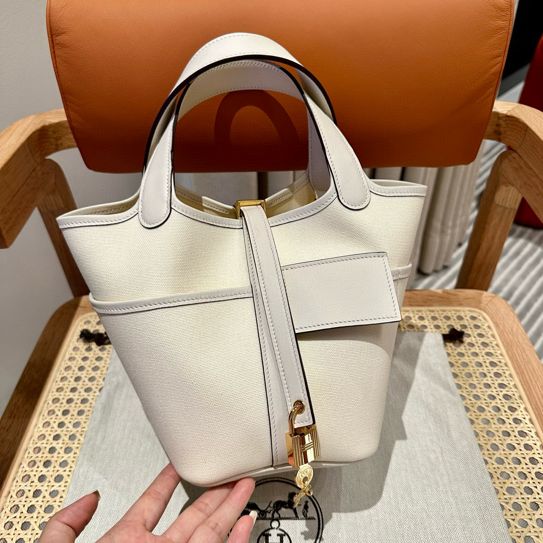에르메스 Hermes Picotin Cargo 18cm Canvas white/gold