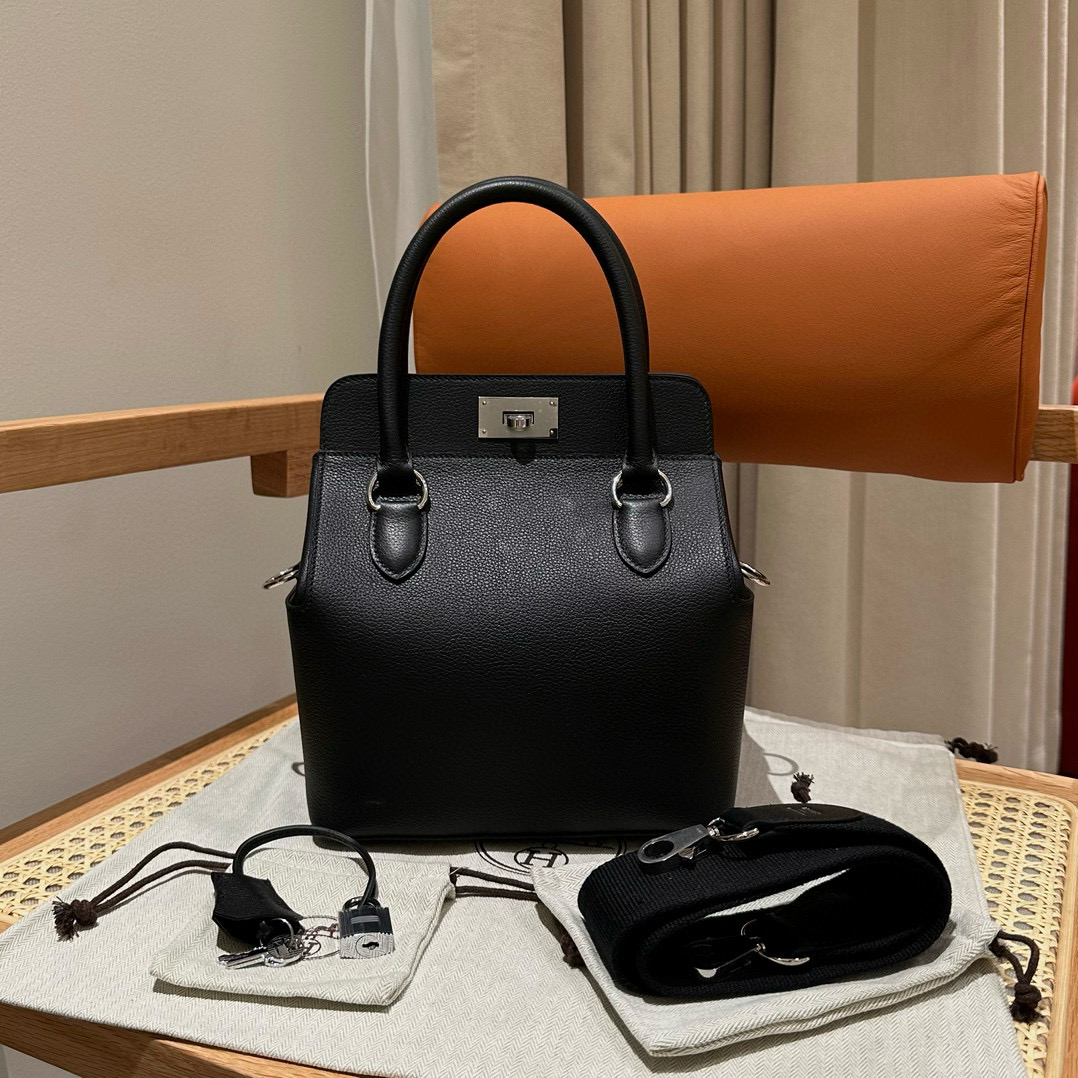 에르메스 Hermes Toolbox 20cm Evercolor 89 Noir/silver