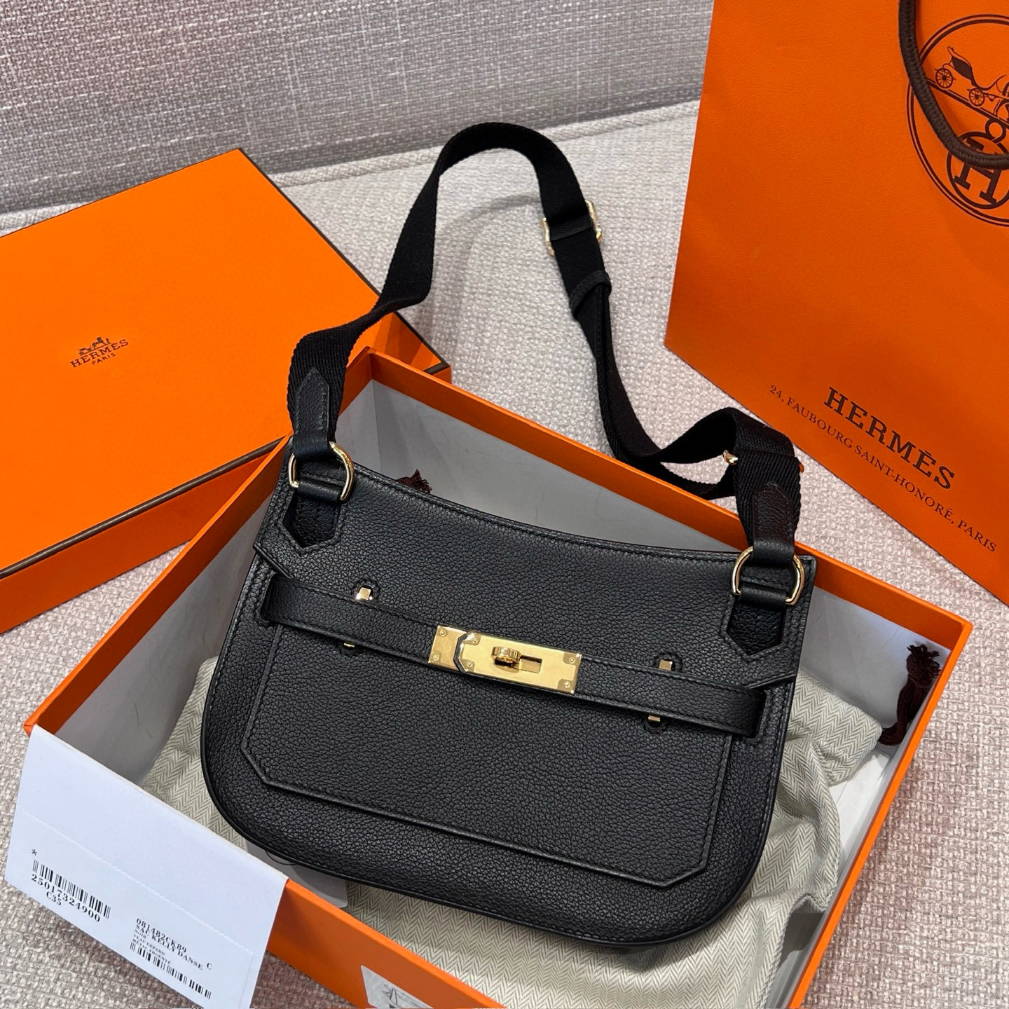 에르메스 Hermes Jypsiere mini Germany Leather 89 Noir/gold