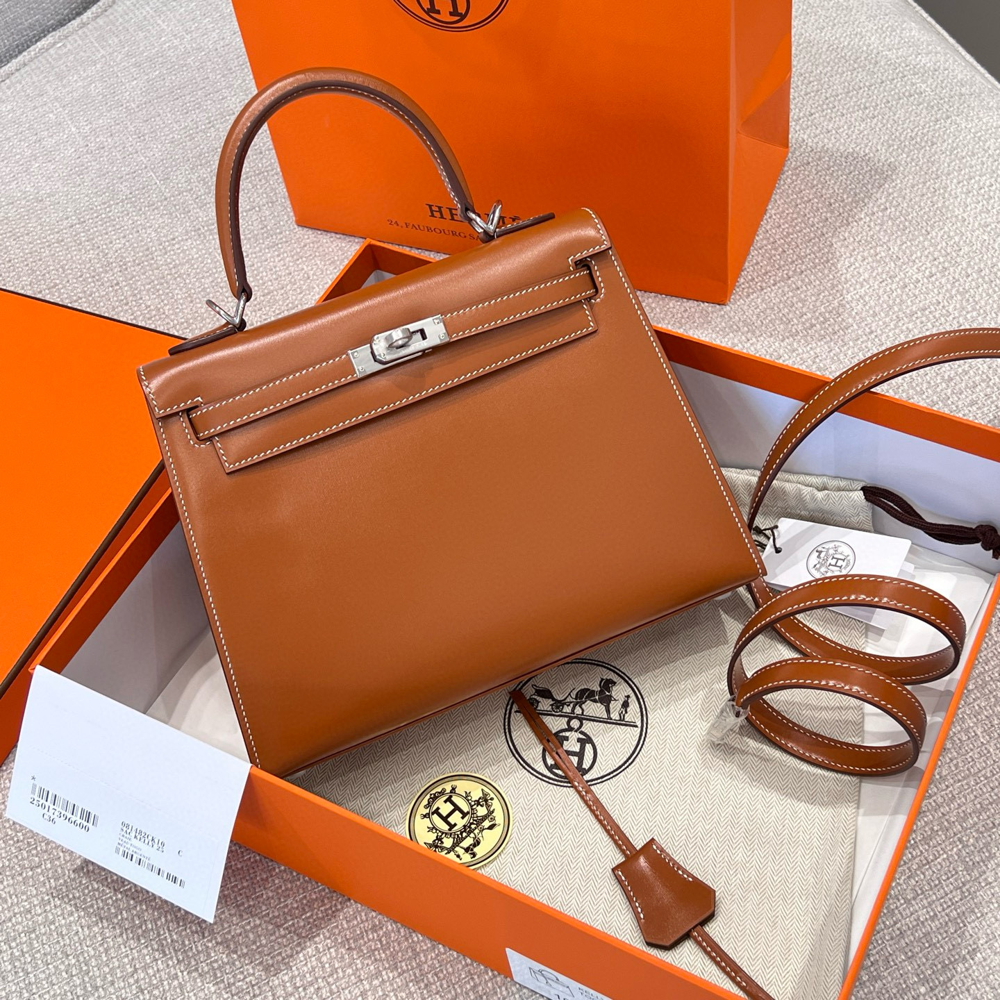에르메스 Hermes Kelly 25cm Box 37 Gold/silver