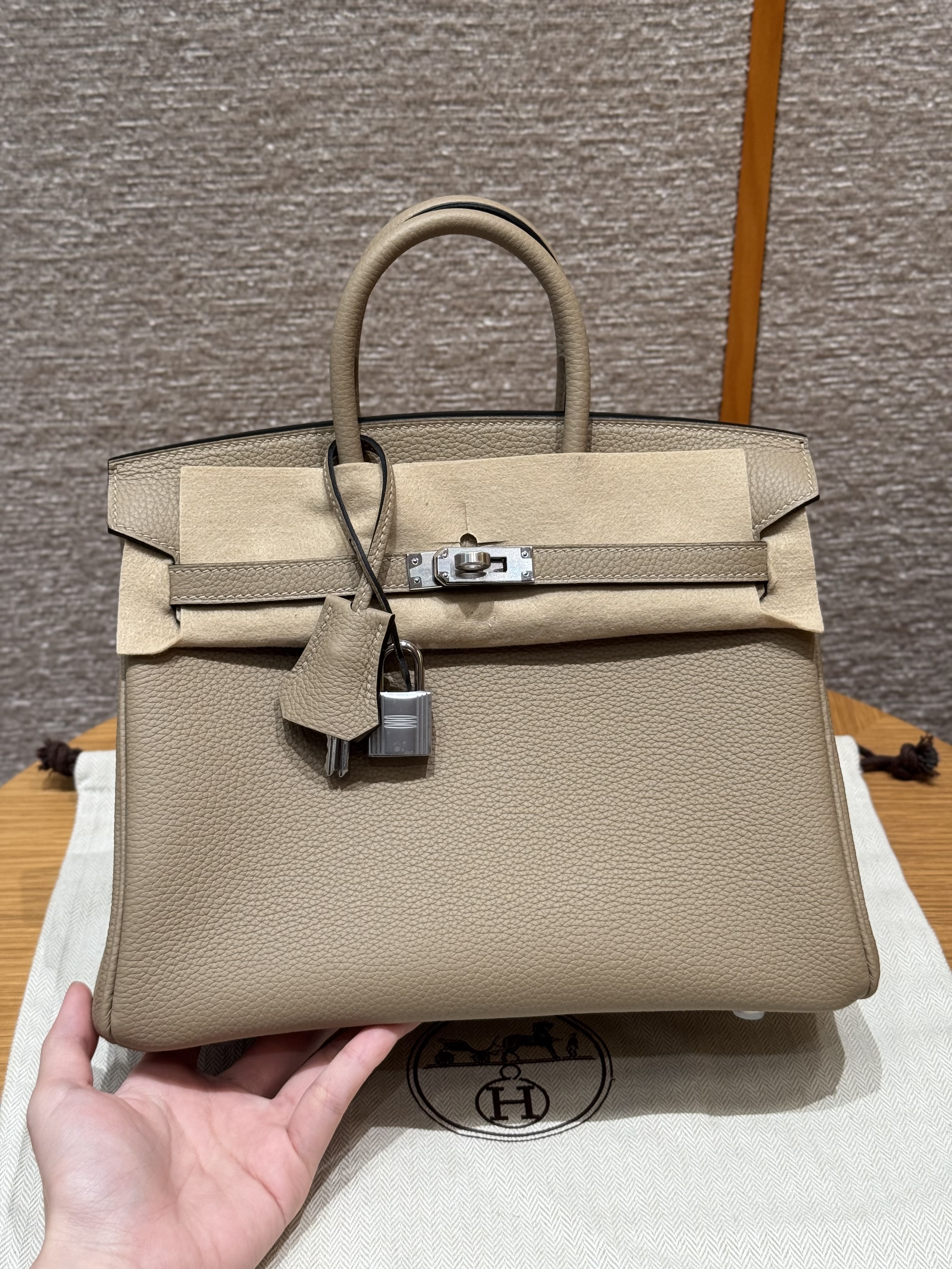 에르메스 Hermes Birkin 25cm Togo S2 Trench/silver