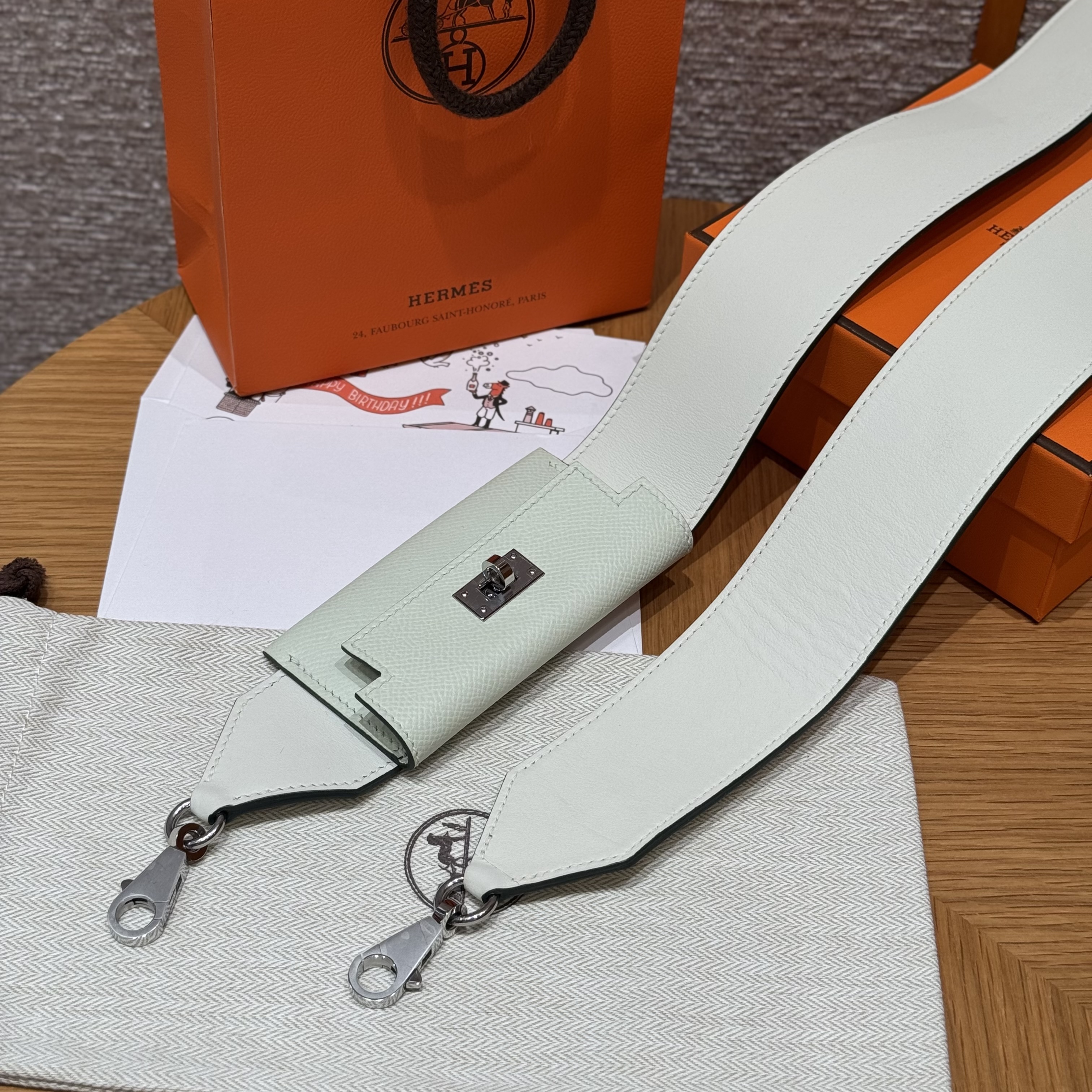 에르메스 Hermes Kelly Pocket strap Epsom and Swift 0S Vert Fizz/silver